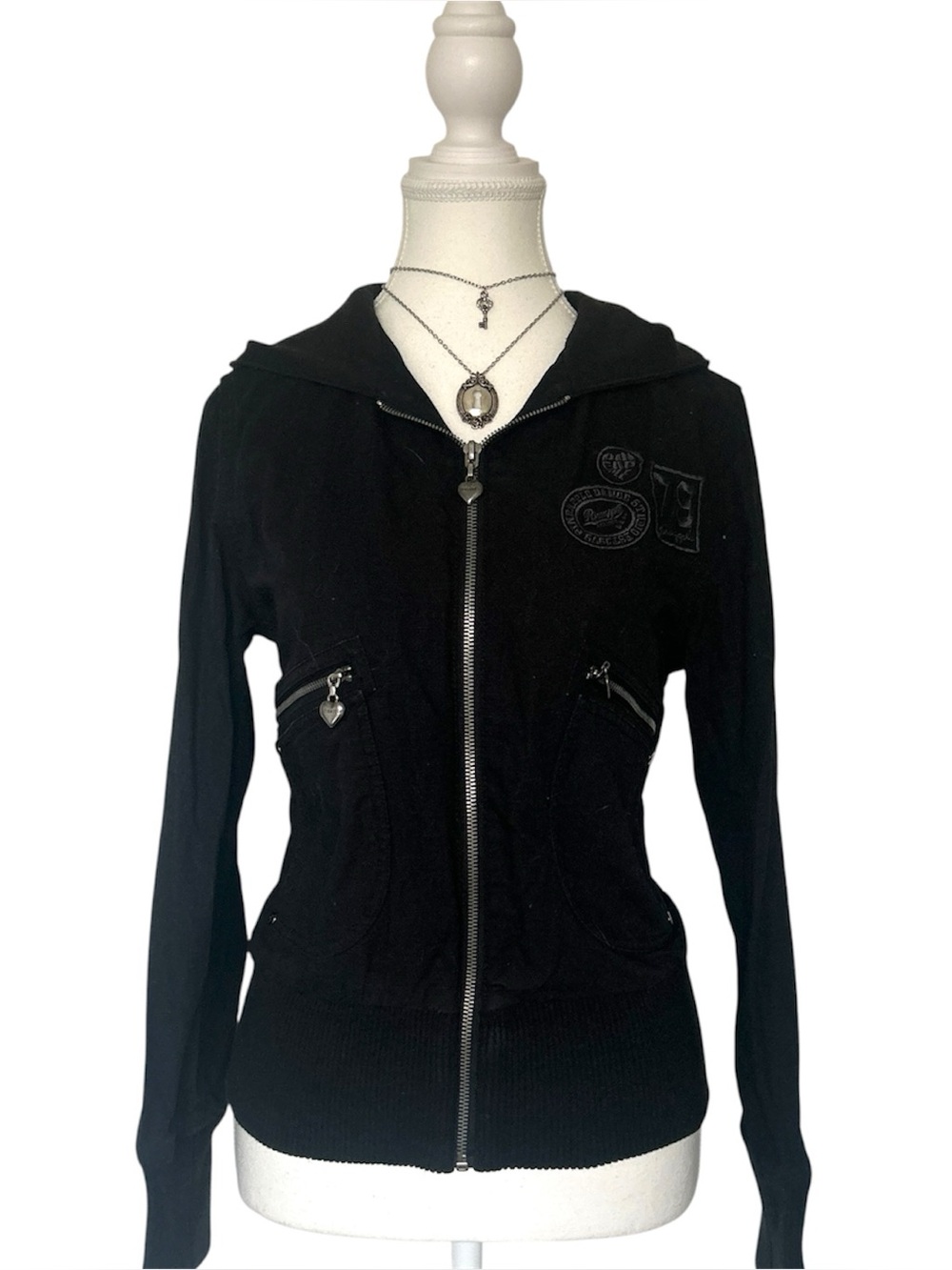 Y2K Grunge Style “Pineapple” Black Embroidered Bomber Zip-up Jacket